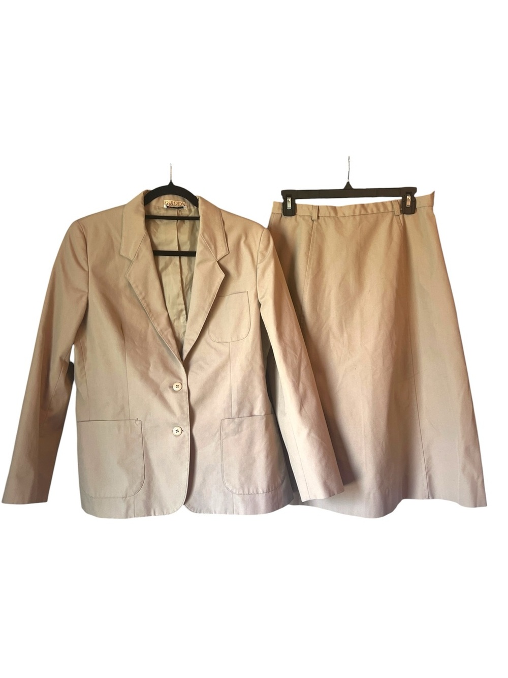 Gordon of Philadelphia Talbots Size 14 Tan Skirt Suit Set Blazer A Line Skirt